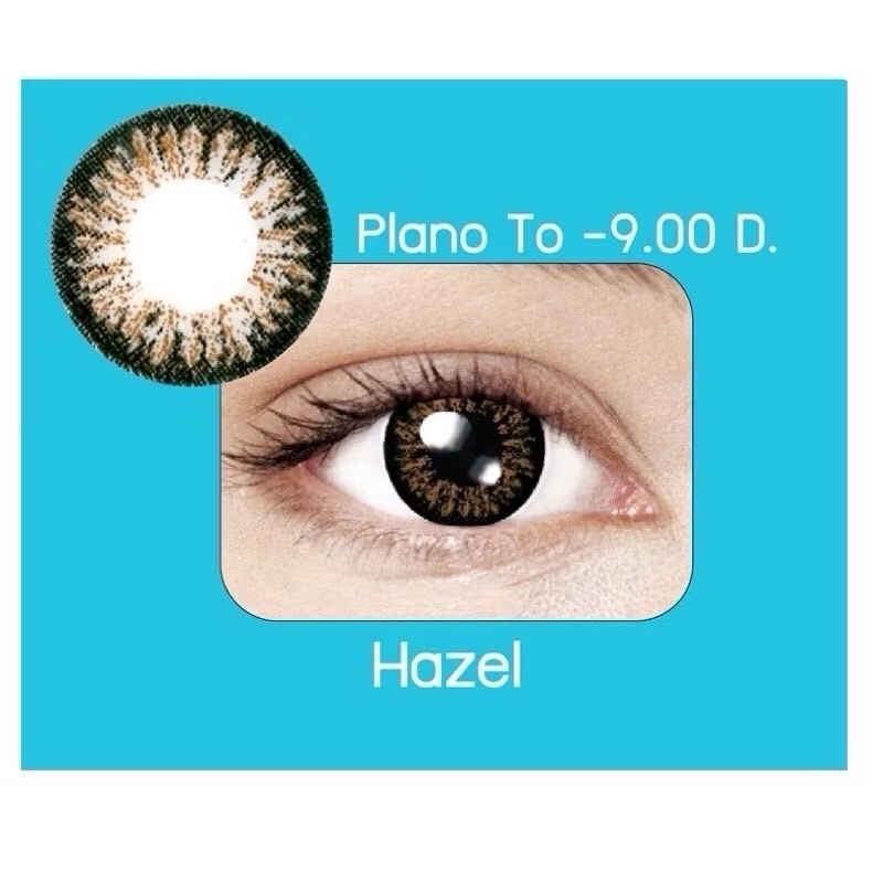 กล่องฟ้า Hazel Dia 14.0 สีฮาเซล คอนแทคเลนส์ Maxim Contact lens คอนแทคเลนส์สี รายเดือน ตาโต สายตาสั้น