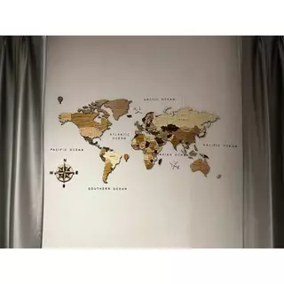 เข็มทิศไม้ตกแต่งแผนที่ มีกาวในตัว
