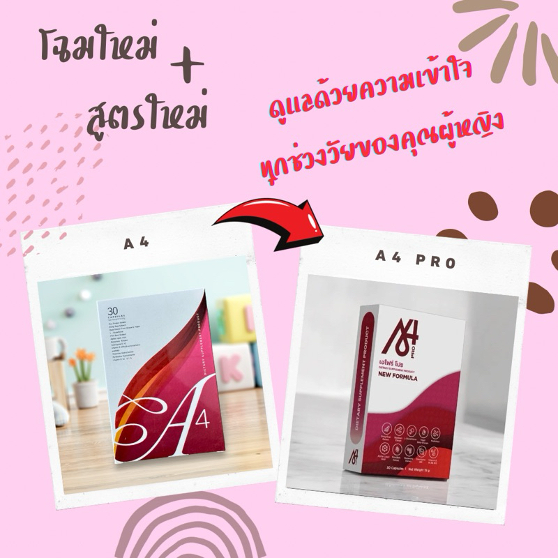 เอโฟร์ A4 Pro อาหารเสริมสำหรับผู้หญิง อกฟู รูฟิต ลดตกขาว วัยทอง ฝ้าฮอร์โมน 1 กล่อง บรรจุ 30 แคปซูล