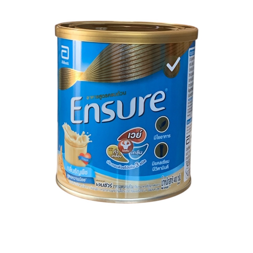 Ensure wheat เอนชัวร์ กลิ่นธัญพืช หวานน้อย ชนิดผง 400 กรัม สูตรอาหารครบถ้วน
