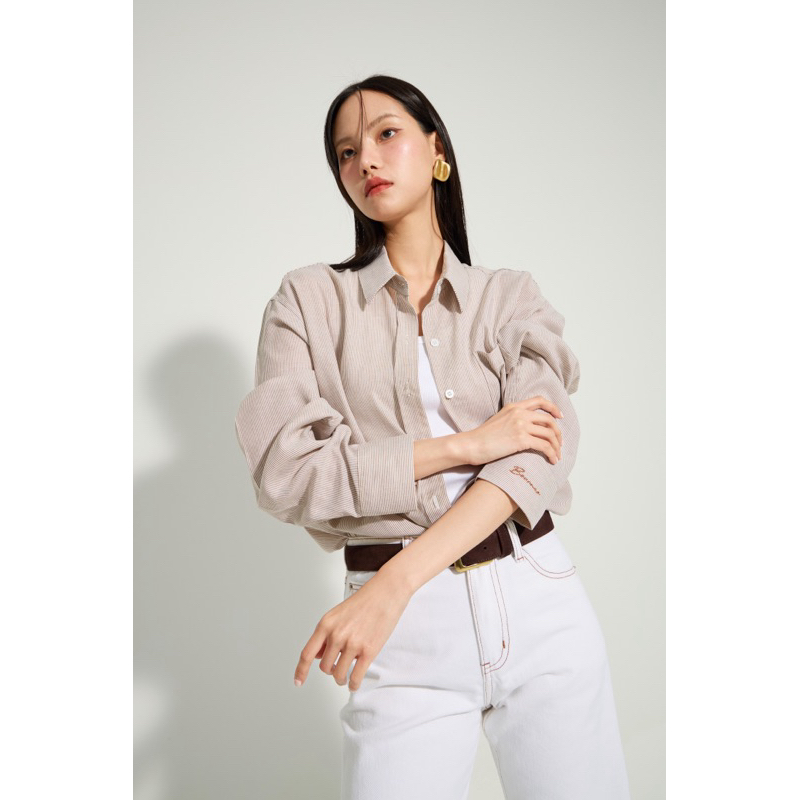 BOURNES - Bournes Stripe Shirt เสื้อเชิ้ตทรงโอเวอร์ไซส์