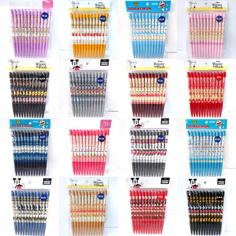 ปากกาลูกลื่น หัว 0.38 มม. ยกแพ็ค 12 ด้าม  ลายการ์ตูน ลิขสิทธิ์แท้100% อัพเดทลายใหม่ตลอด