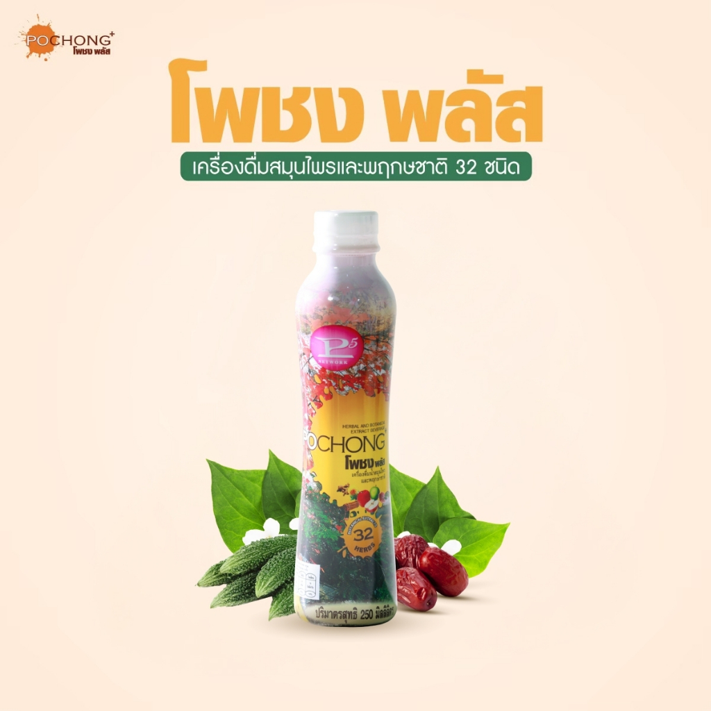 เครื่องดื่มสมุนไพร โพชง Pochong ของแท้ 100% เครื่องดื่มบำรุงสุขภาพ 1 ขวดเล็ก การันตีจากร้านเจ้าของแบรนด์โดยตรง