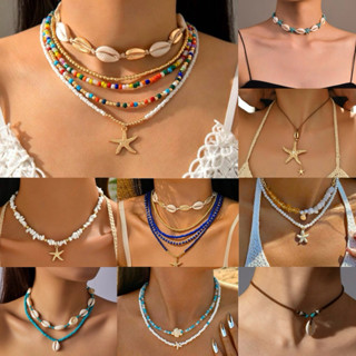 🇹🇭พร้อมส่ง🇹🇭 รวมสร้อยคอลูกปัดเปลือกหอย Y2K สไตล์โบฮีเมียน ฟิ…