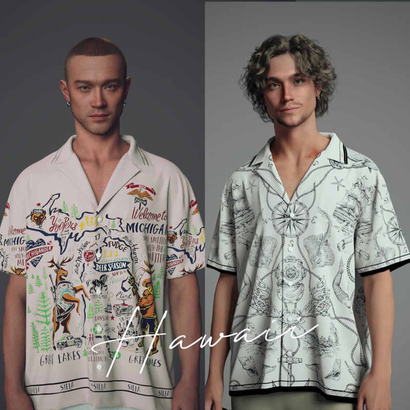 SILLA เสื้อฮาวายพิมพ์ลายทั้งตัว  unisex  ผู้ชาย-สาวอวบ ใส่ได้จ้า