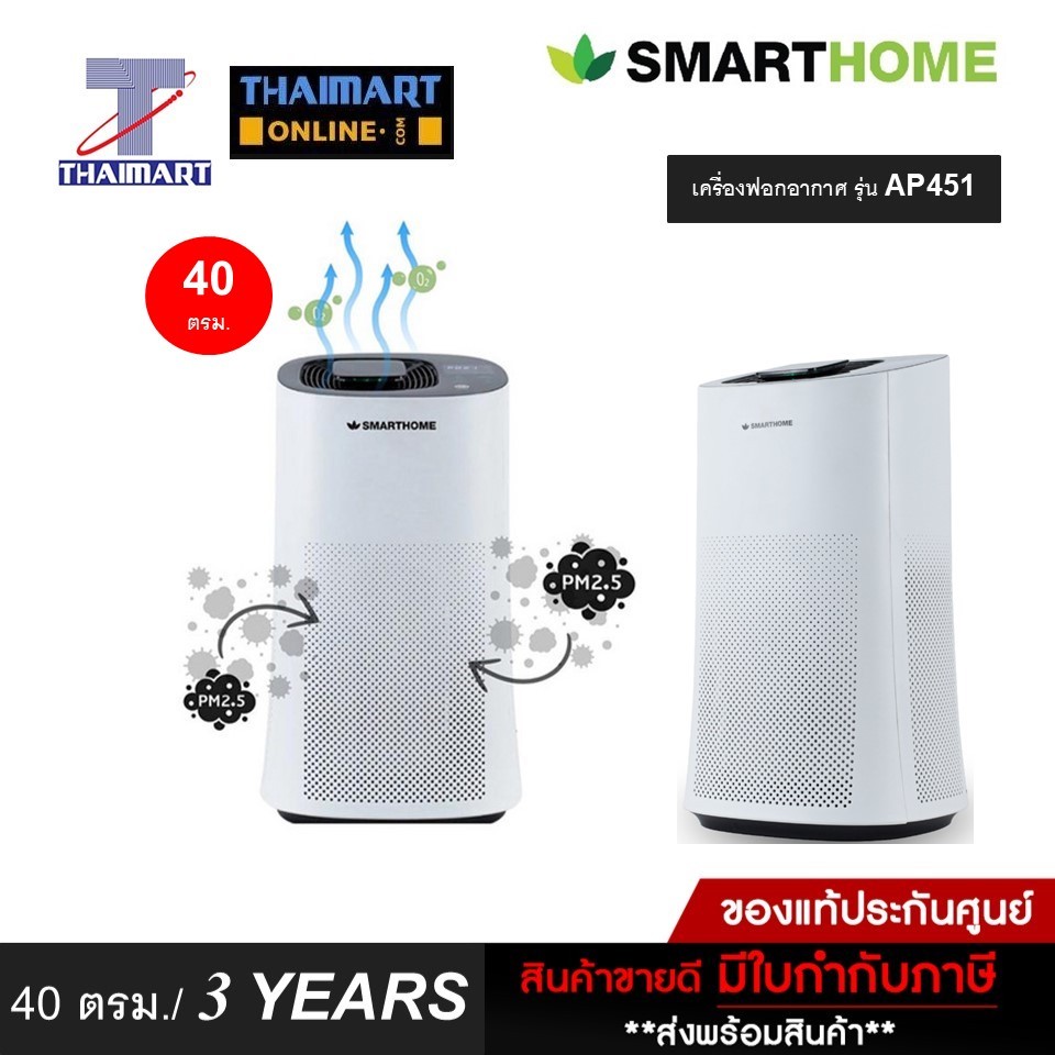 SMARTHOME เครื่องฟอกอากาศกรอง PM 2.5 รุ่น SM-AP451 THAIMART I ไทยมาร์ท