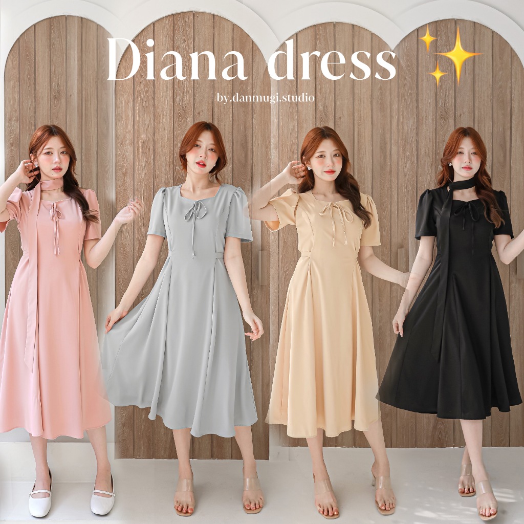 พร้อมส่ง1-2วัน diana dress เดรสทำงาน ทรงสวย เรียบหรู ใส่ออกงาน ไปคาเฟ่