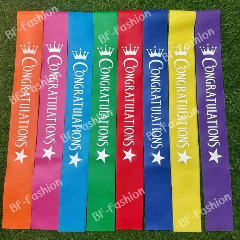 สายสะพาย congratulations ผ้าสปันขอบเปลือย