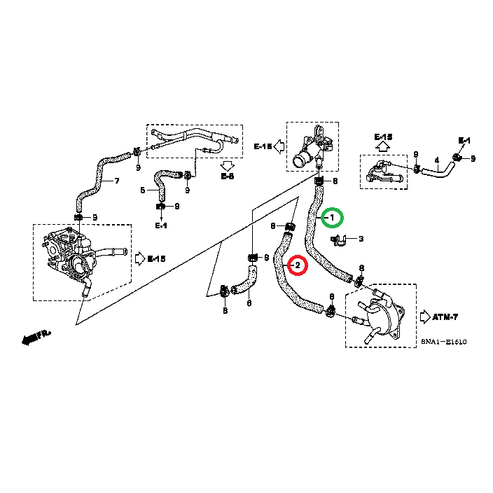 ท่อยางเข้าวอมเมอร์ ท่อยางเข้าออยเกียร์ ท่อน้ำร้อนเข้า - ออกวอมเมอร์ CIVIC FD 06-11 Hose ATF Warmer in -out แท้เบิกศูนย์