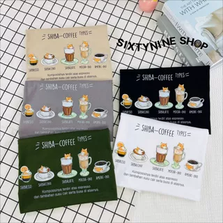 เสื้อยืดพิมพ์ลาย " shiba coffe " พร้อมส่ง