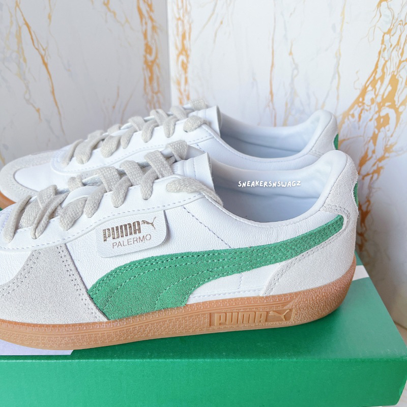 อ่านก่อนสั่งค่ะ 😊 [พรีออเดอร์] Puma Palermo Lth - (396464-07) Color: White/Vapor Gray/Archive Green