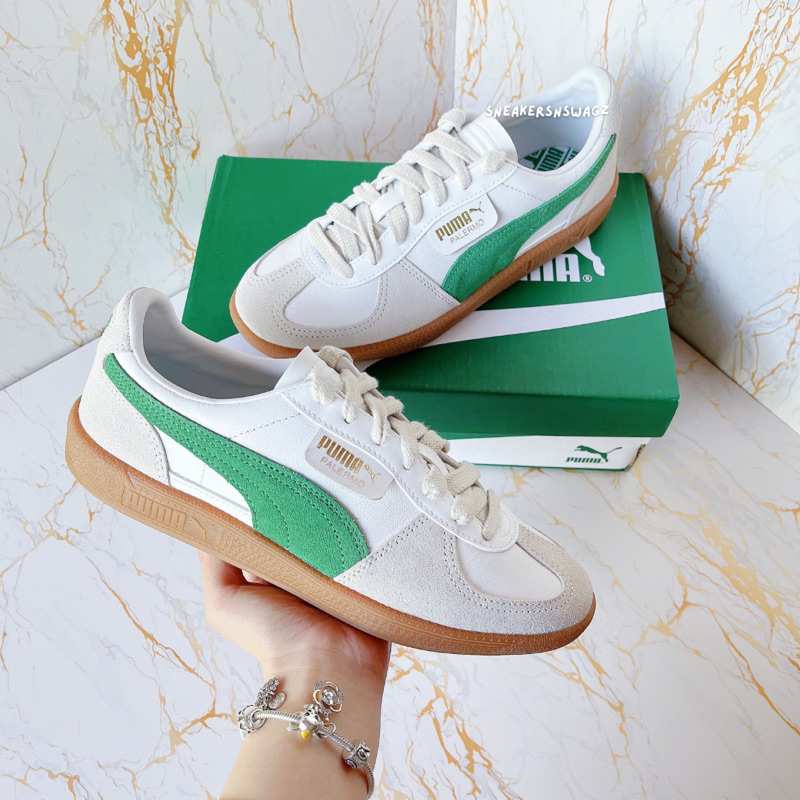 อ่านก่อนสั่งค่ะ 😊 [พรีออเดอร์] Puma Palermo Lth - (396464-07) Color: White/Vapor Gray/Archive Green