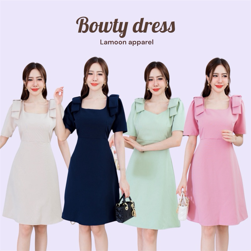 Bowty dress เดรสแต่งโบว์ไหล่ ป้าย VERA