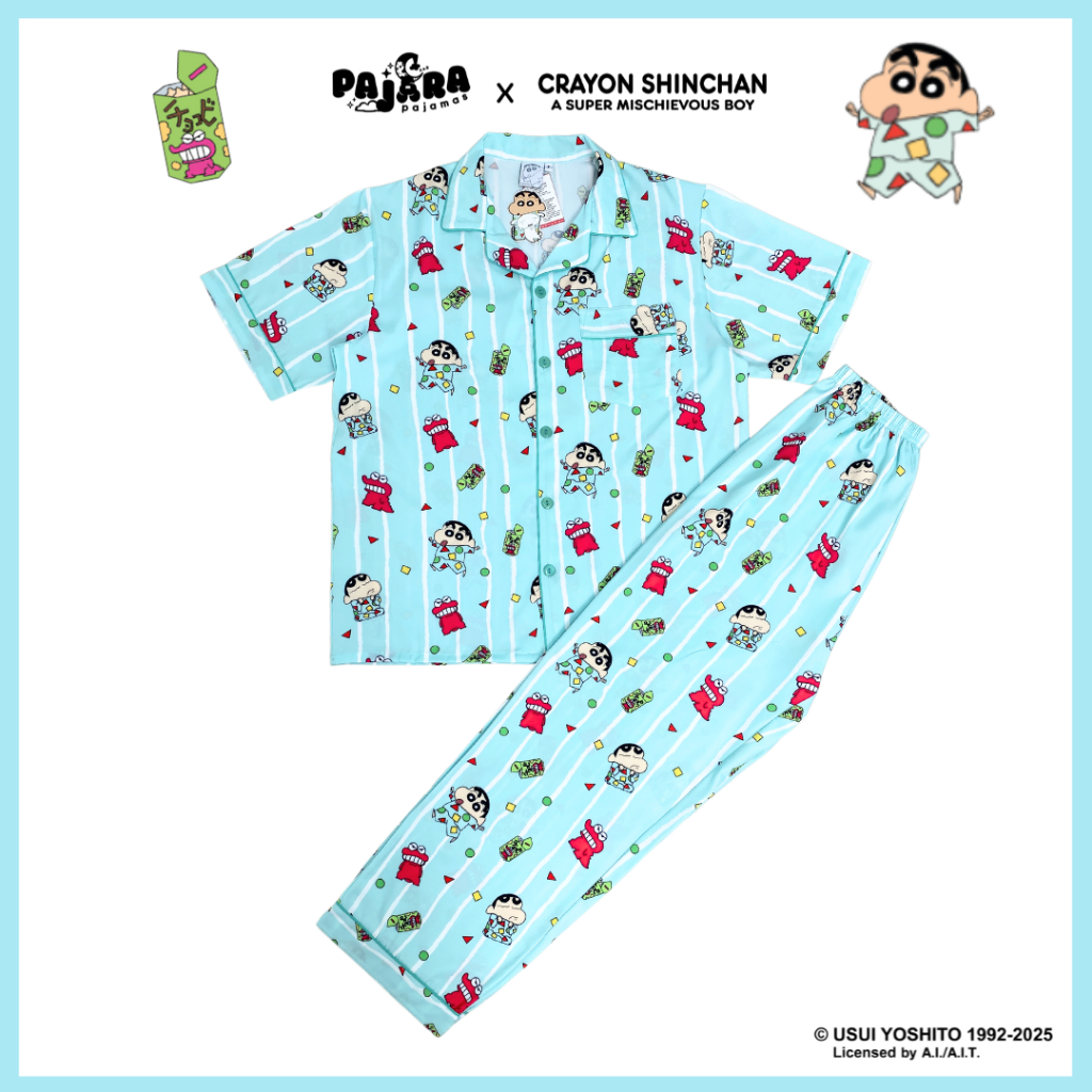 NEW ชุดนอน Pajara Pajamas (Lite) SC-THU-013 ลายชินจังช็อคโกบี Col 2 เนื้อผ้าไหมอิตาลี แบรนด์ PAJARA