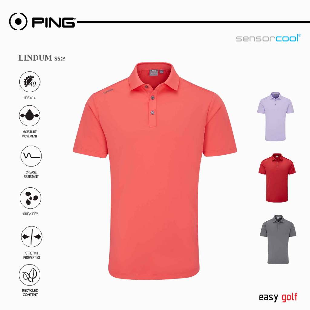 PING LINDUM POLO PING MEN'S POLO เสื้อกีฬากอล์ฟผู้ชาย