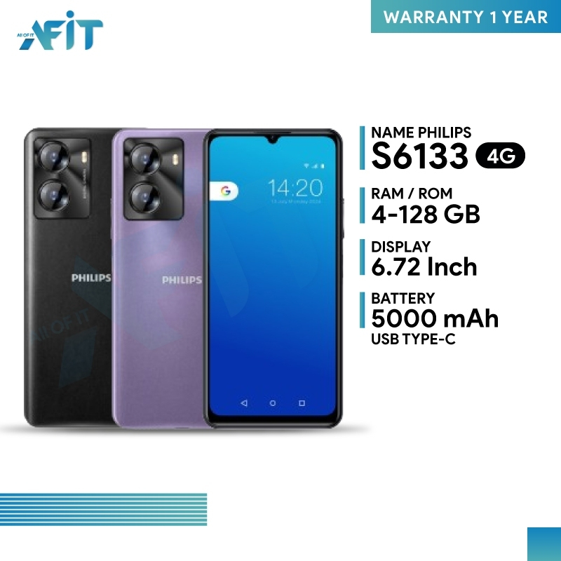 PHILIPS S6133s (4/128GB) สมาร์ทโฟน หน้าจอ 6.72 แบต 5000 mAh ประกันศูนย์ไทย 18 เดือน+ประกันจอแตก