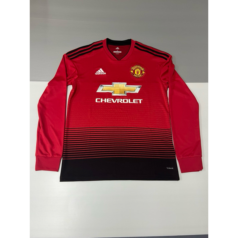 เสื้อบอลของแท้ (มือสอง) Manchester United เหย้า 2018 Size S แขนยาว รุ่นแฟนบอล ใช้สำหรับสวมใส่หรือเก็