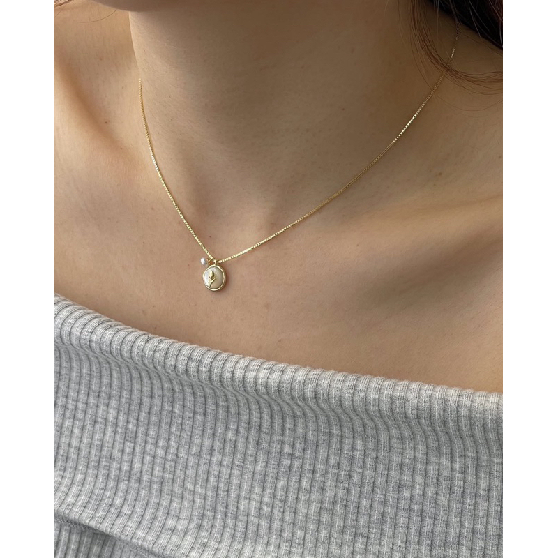 MWS [สร้อยคอเงินแท้] 🌷Tulip Stone Necklace