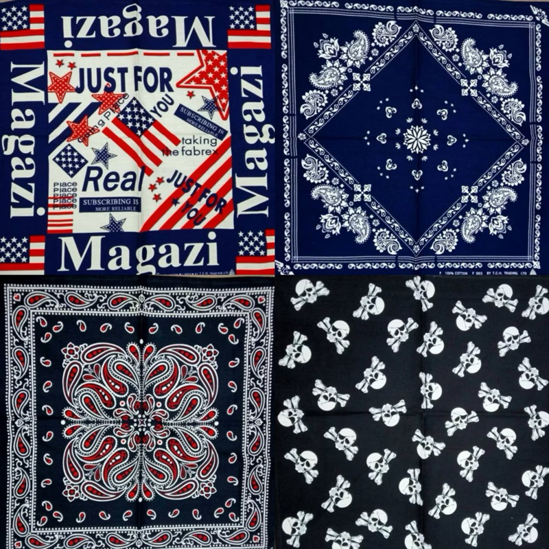 ผ้าเช็ดหน้าวินเทจ คละลาย ผ้า cotton100%