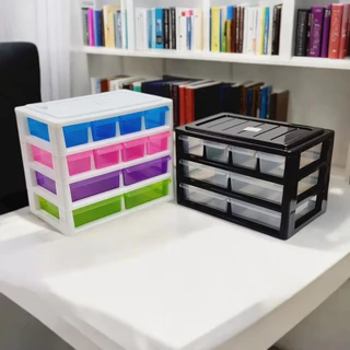 กล่องลิ้นชักเล็ก 3-4 ชั้น เก็บของอเนกประสงค์ จัดระเบียบบนโต๊ะ แบรนด์ PMP รุ่น 504/3 และ 504/4.