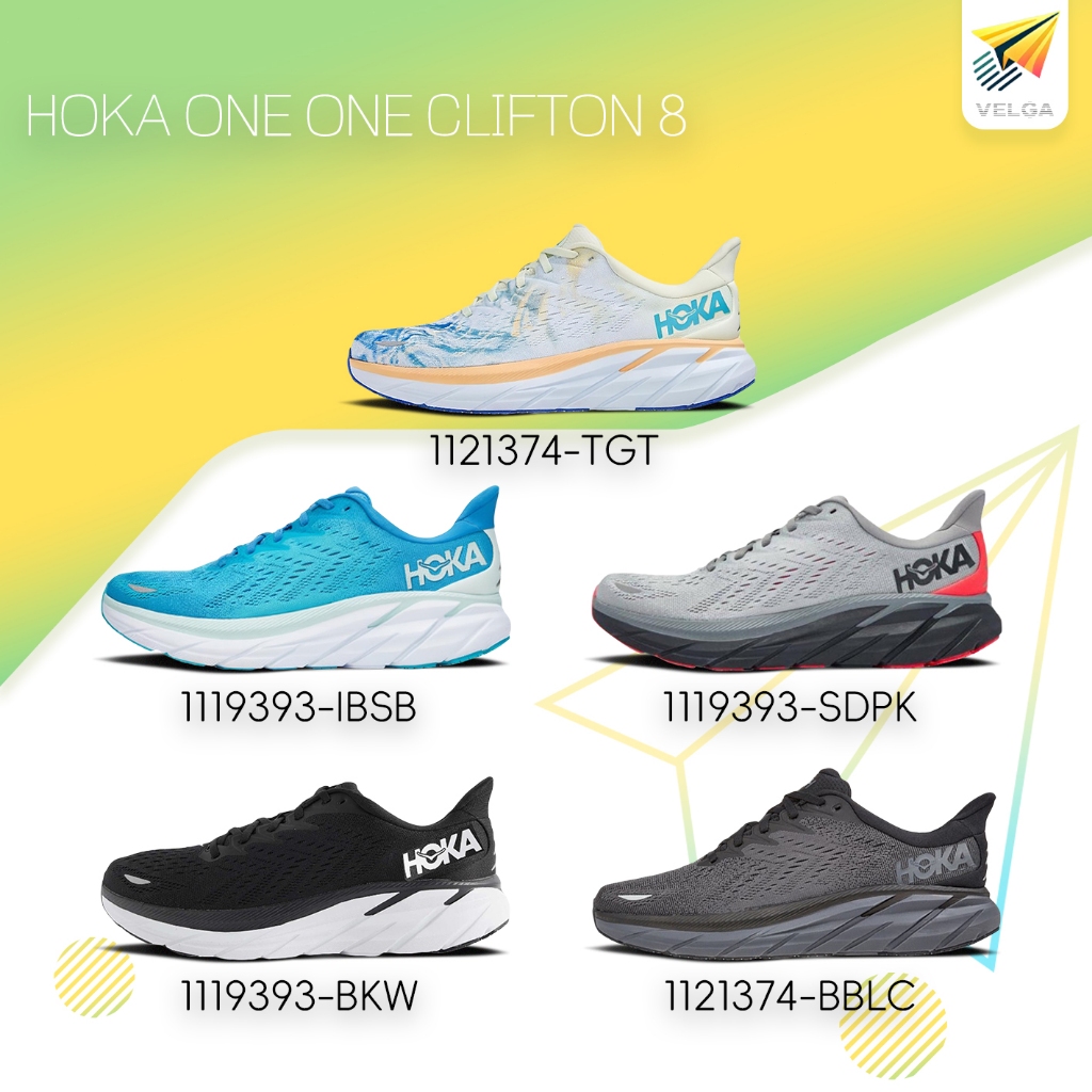 ของแท้ 100%HOKA ONE ONE Clifton 8  รองเท้ากีฬา1121374-BBLC/1119393-BKW ระบายอากาศได้ดีและสะดวกสบาย ท