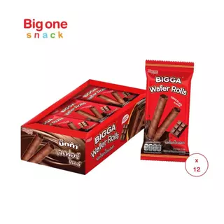 บิ๊กก้า เวเฟอร์ โรลส์ เวเฟอร์แท่งสอดไส้ครีม 25ก. Bigga Wafer Roll with Cream Filling 25g.