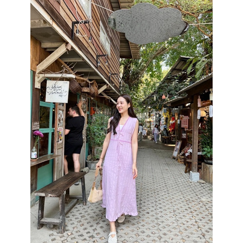 Jadoar dress 🍋เดรส4สี่ คอวีปักลูกไม้น่ารักตะโกนนน - รูปที่ 3