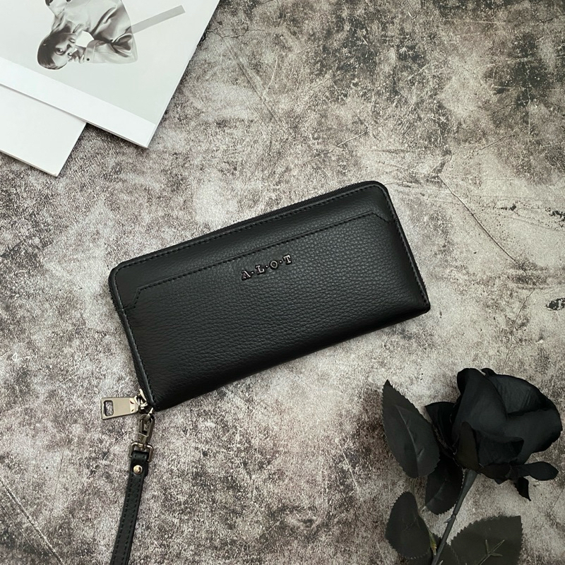 ALOT กระเป๋าสตางค์เสริมดวงใบยาว รุ่น Richy girl สีดำ / สาววันจันทร์,พุธกลางวัน