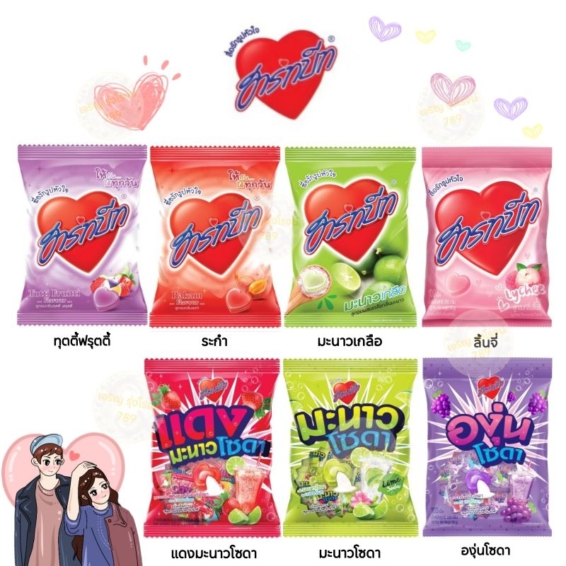 [แพ็ค100เม็ด] ฮาร์ทบีท ลูกอม กลิ่นระกำ กลิ่นสตรอเบอร์รี่ (เลือกรสได้)