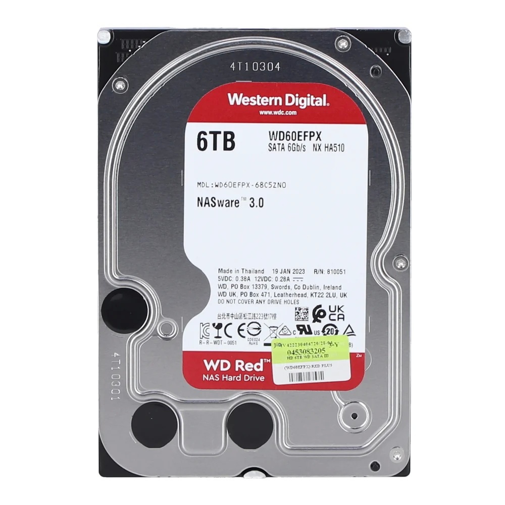 6TB 3.5 INCH HDD (ฮาร์ดดิสก์ 3.5 นิ้ว) WD RED PLUS - 5400RPM SATA3 (WD60EFPX)