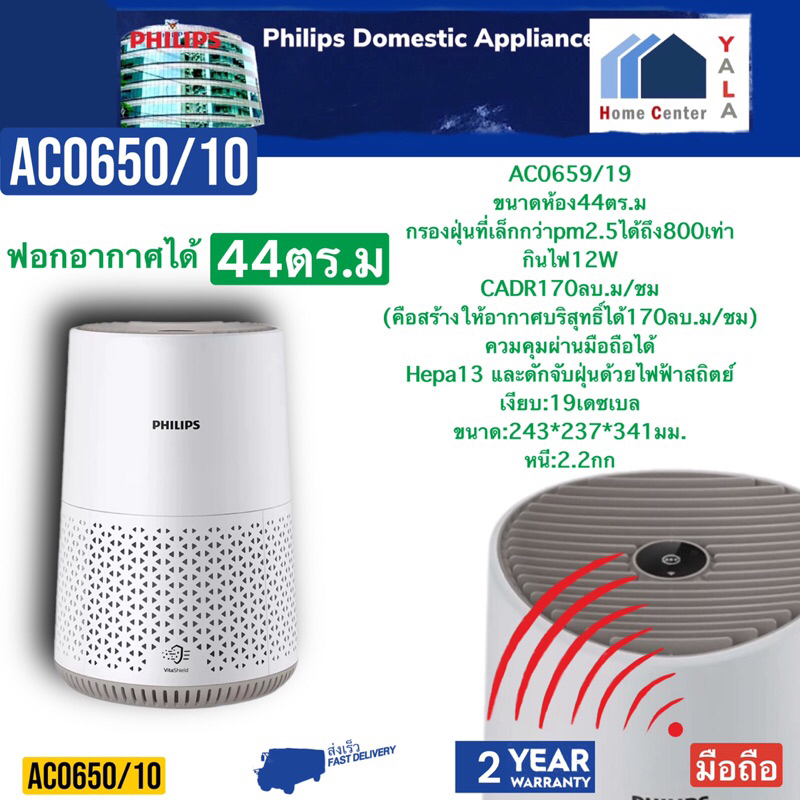 PHILIPS   เครื่องฟอกอากาศ44ตร.ม   AC0650/10  AC0650  AC-0650  AC 0650