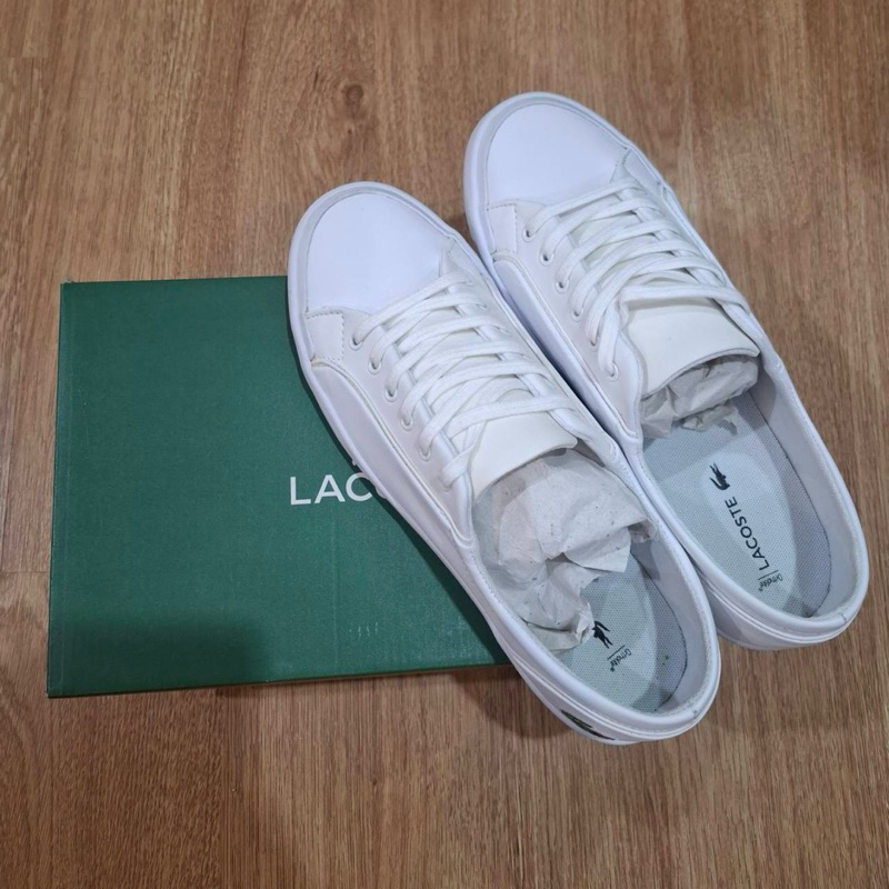 [used like new] รองเท้า lacoste มือสอง รองเท้าผ้าใบผู้หญิง สีขาว size38
