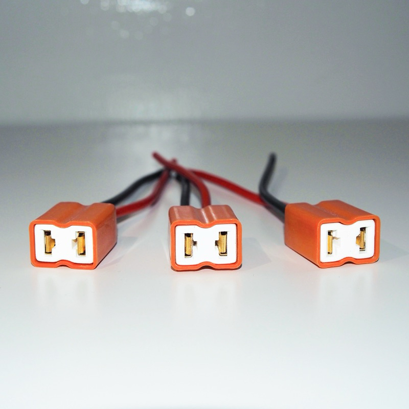 ปลั๊กขั้วไฟหน้าเซรามิก H7 ส้ม อะแดปเตอร์สายทองแดง ปลั๊กไฟเชื่อมต่อ LED (1 ชิ้น)