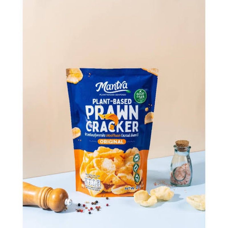 east Mantra plant-based prawn cracker original 25 กรัม ข้าวเกรียบกุ้งจากพืช รสออริจินัล วีแกน