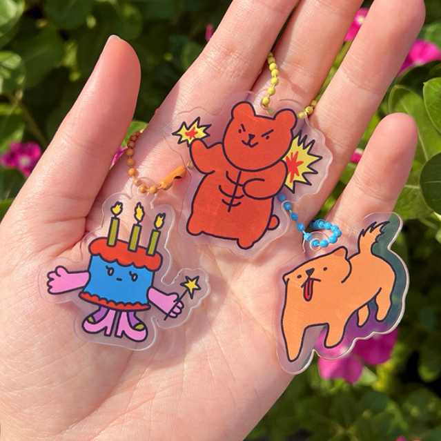 Acrylic Keychain แบรนด์ Two in Row พวงกุญแจอะคริลิก Keyring ลายน่ารัก ตลก แปลกใหม่
