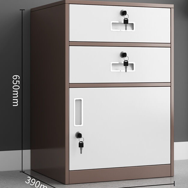 ตู้เหล็ก ตู้เอกสารสำนักงานแบบล็อคได้ 2 ลิ้นชัก ตู้เก็บของ 1 บาน ตู้เซฟ ตู้ข้างเตียง