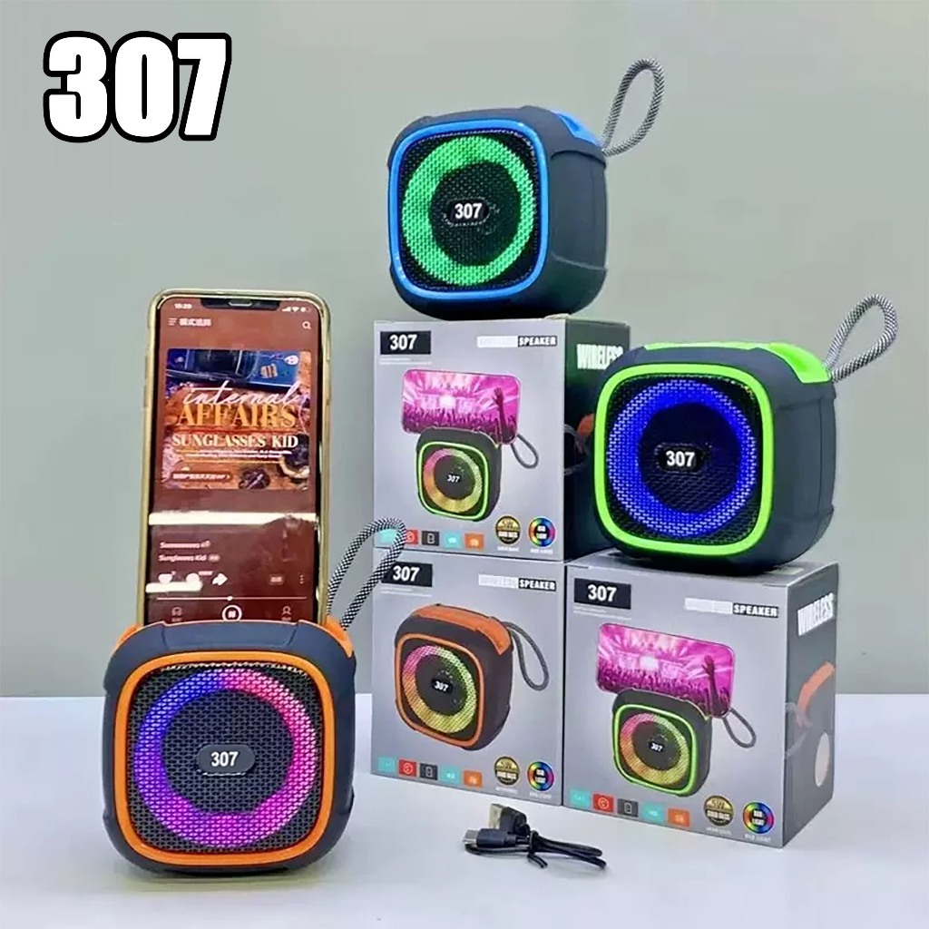 ลำโพงบลูทูธพร้อม รุ่น307ที่วางโทรศัพท์ ที่วางโทรศัพท์มือถือไร้สายอุปกรณ์บลูทูธไฟ LED bluetooth speaker