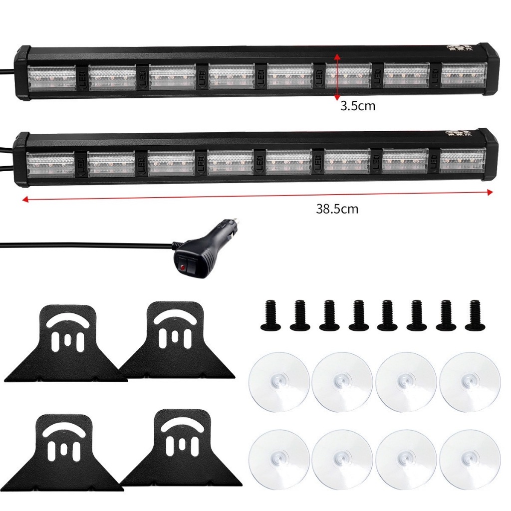 NEW (1คู่) FS ไฟไซเรนติดกระจก ไฟฉุกเฉิน LED รุ่น WS-162-AW Siren light 9ช่อง 1หน้า แสงแจ่ม DC12V-24V