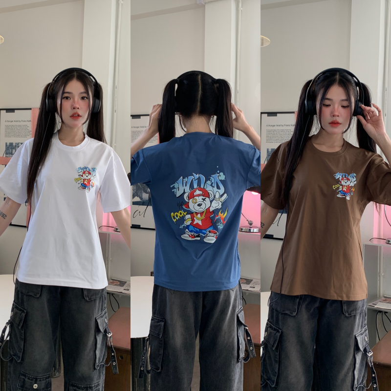 เสื้อทรงโอเวอร์ไซต์ UNISEX 💥มีไซส์ S-3XLสกรีนลายเท่ สายสตรีทสุด รุ่น เสื้อยืดBear Cool