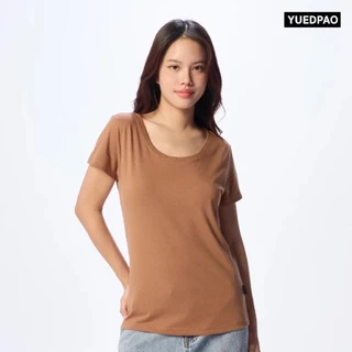 Yuedpao [NEW] เสื้อยืดผู้หญิงคอกลม ผ้านุ่ม ใส่สบาย ไม่ย้วย ไม่หด ไม่ต้องรีด สีพื้น ทรงผู้หญิง - Set Soil