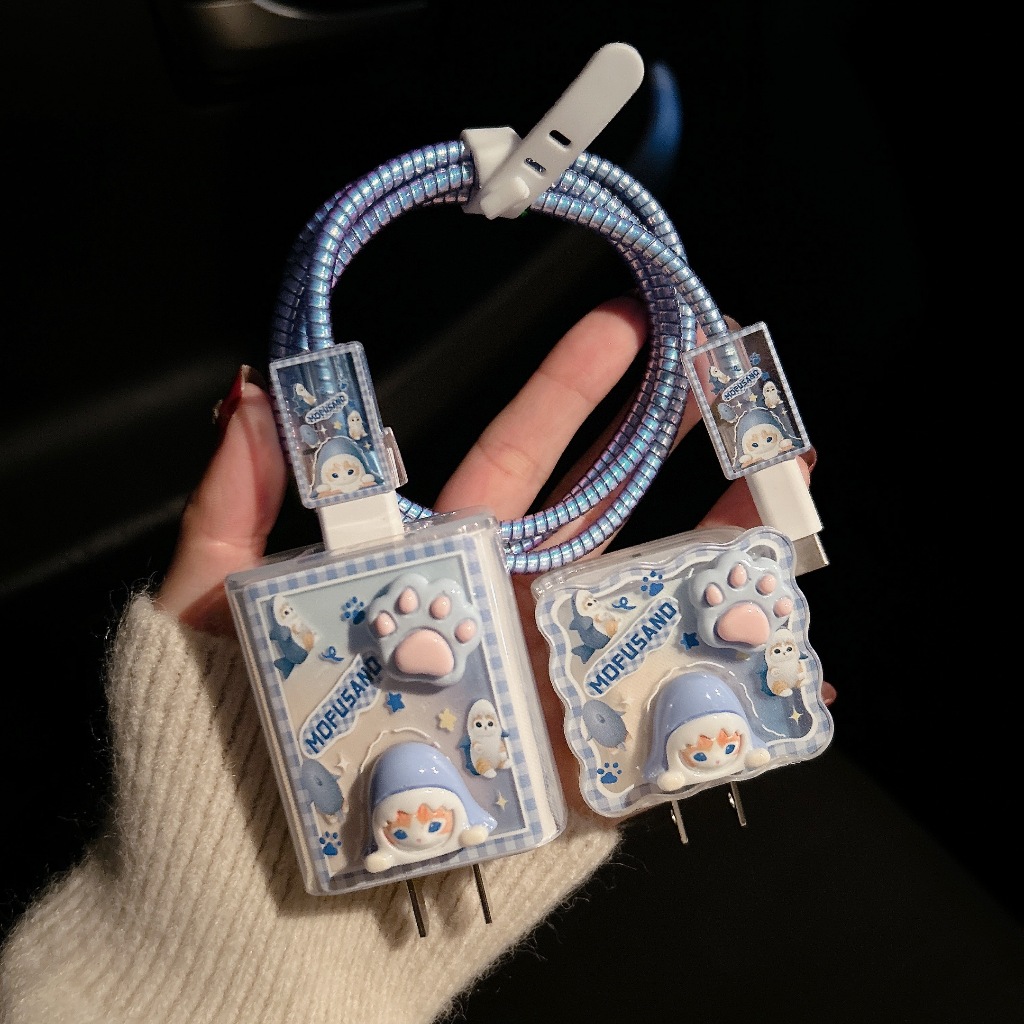 【 #9 แมวฟ้า 】เคสสายชาร์จ สำหรับ ออปโป oppo 33w สายชาร์จ ลายการ์ตูนน่ารัก Cable Bite vivo44W oppo80W oppo67w 18W