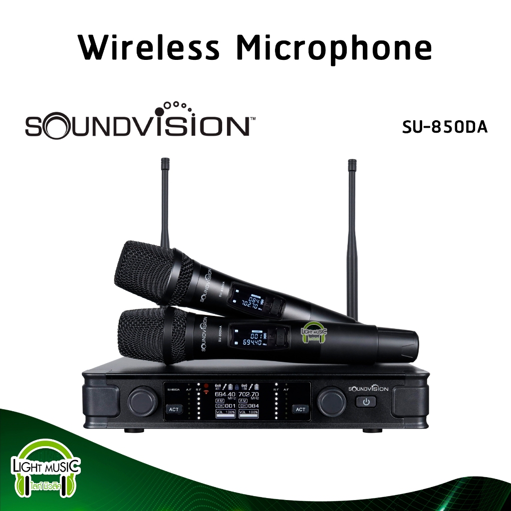 Wireless Microphone Soundvision SU-850DA มือถือ 2 ตัว 2 เสา UHF 694.4-702.7 MHz ไมค์ลอย ไมค์ไร้สาย ไ