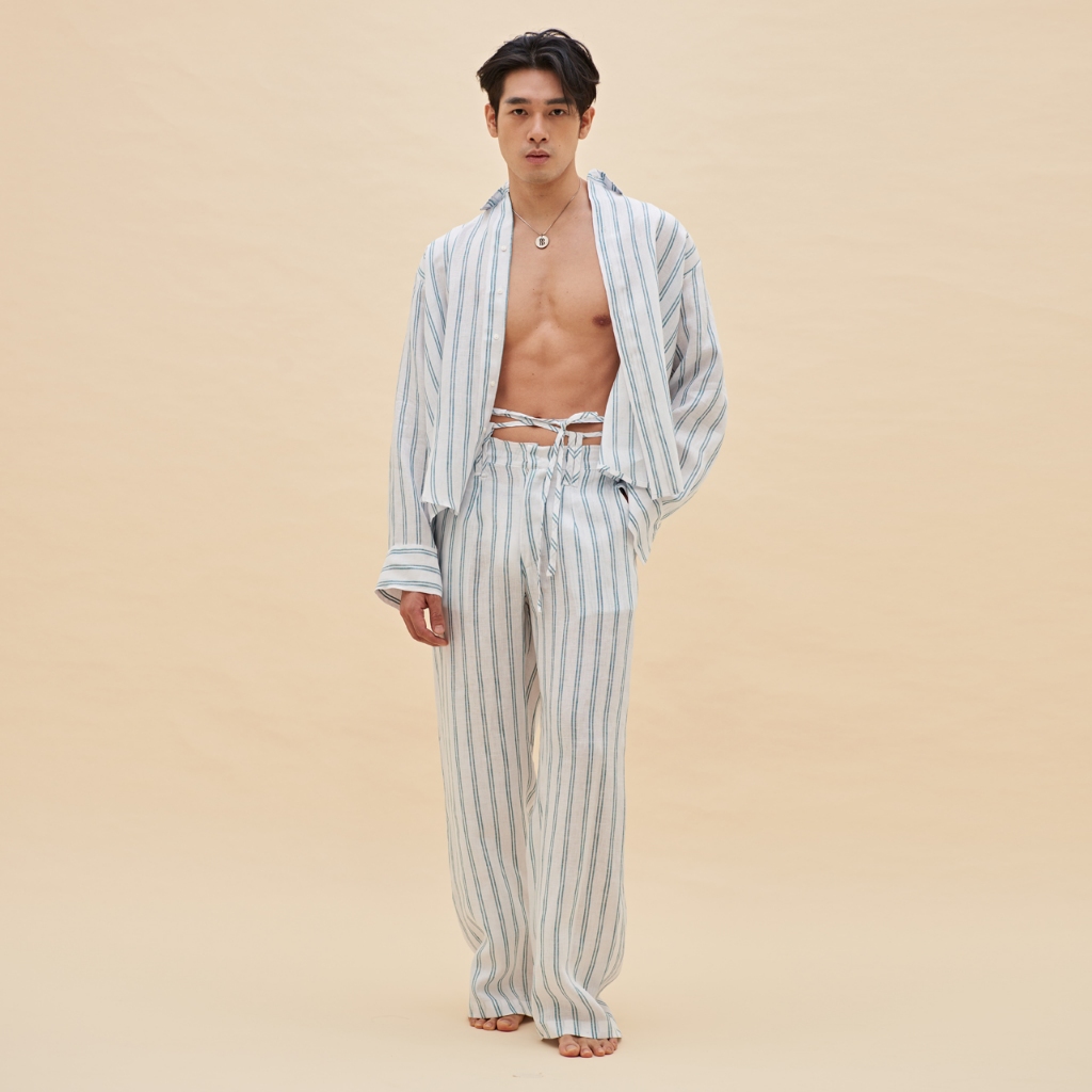 BALIBOY RESORTWEAR เสื้อเชิ้ตลินินแขนยาว กางเกงขายาว / kale