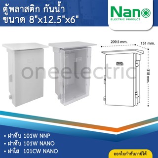 NANO ตู้พลาสติก กันน้ำ กันฝน สีขาว มีหลังคา ฝาทึบ 101W ฝาใส 101CW