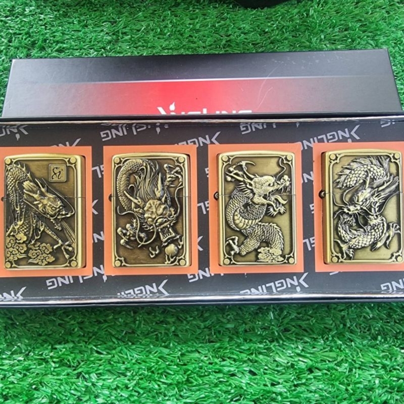 ไฟแช็คน้ำมัน ลายมังกร ยกชุด 1 เซต มี 4 ชิ้น
