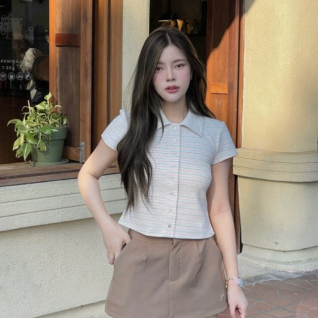 Jelly Top แขนสั้นเข้ารูปทรงเบบี้ทรี ผ้าน่ารักมาก ใส่สบาย