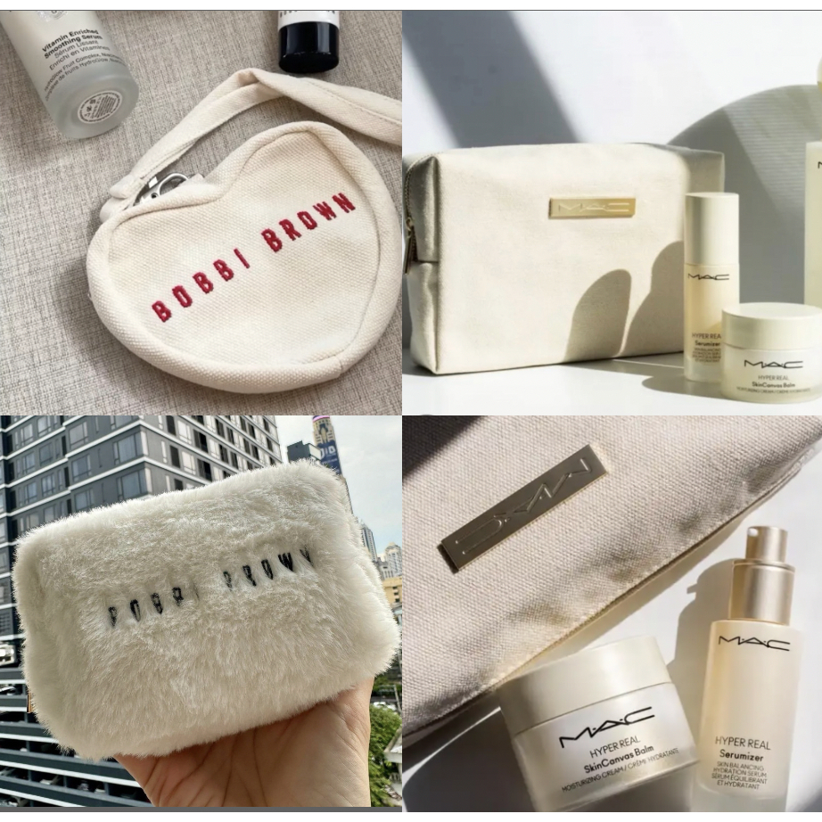 กระเป๋าของแถมเครื่องสำอางแม็ค MAC Hyper Real GWP canvas cosmetic bag20x 15 x5 cm พร้อมสาย
