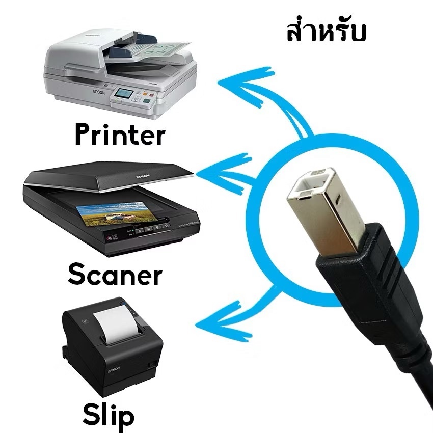 สายเครื่องปริ้น USB Printer 1 เมตร สี่เหลี่ยมพอร์ต AB ของแท้