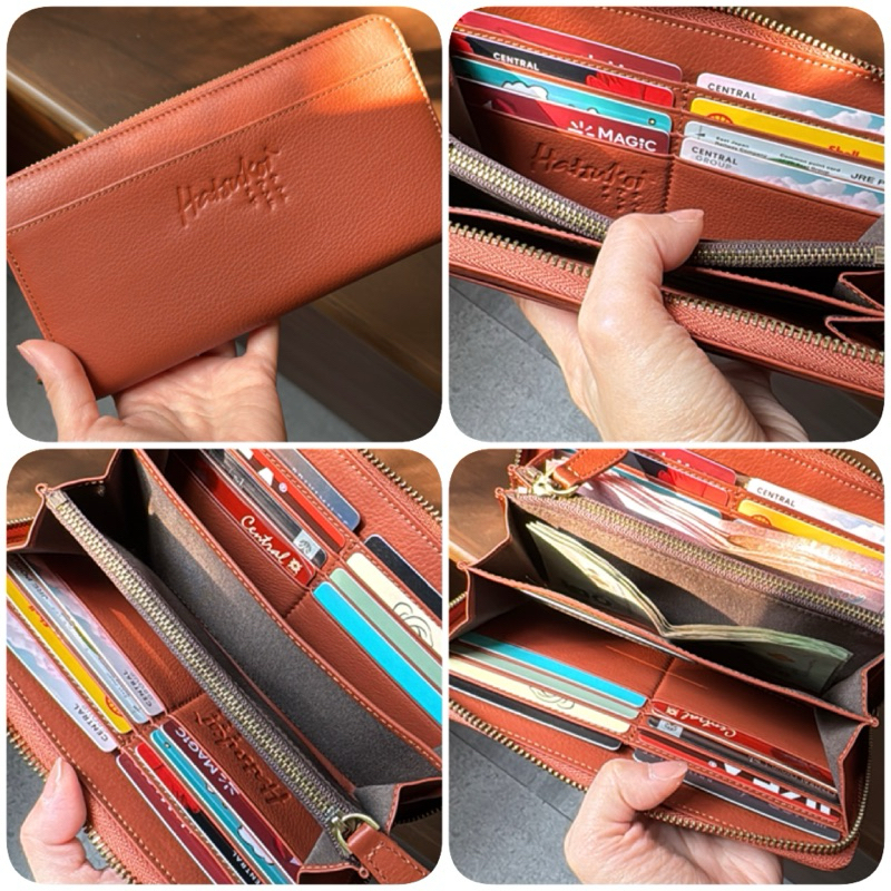 🔥 ซิปรอบในตำนาน ใบยาวจุบัตร18ช่อง🔥กระเป๋าสตางค์ซิปรอบหนังแท้ รุ่น Sensu (Hatsukoi Leather Bag)