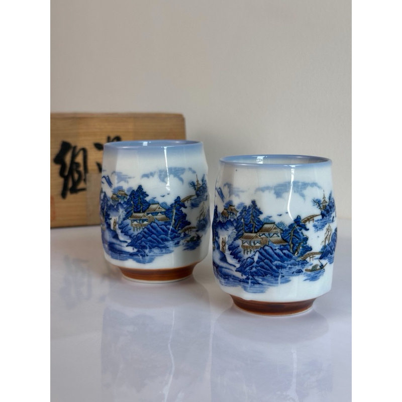 ชุดถ้วยชา Yunomi 2 ใบ งาน Kiyomizu Ware